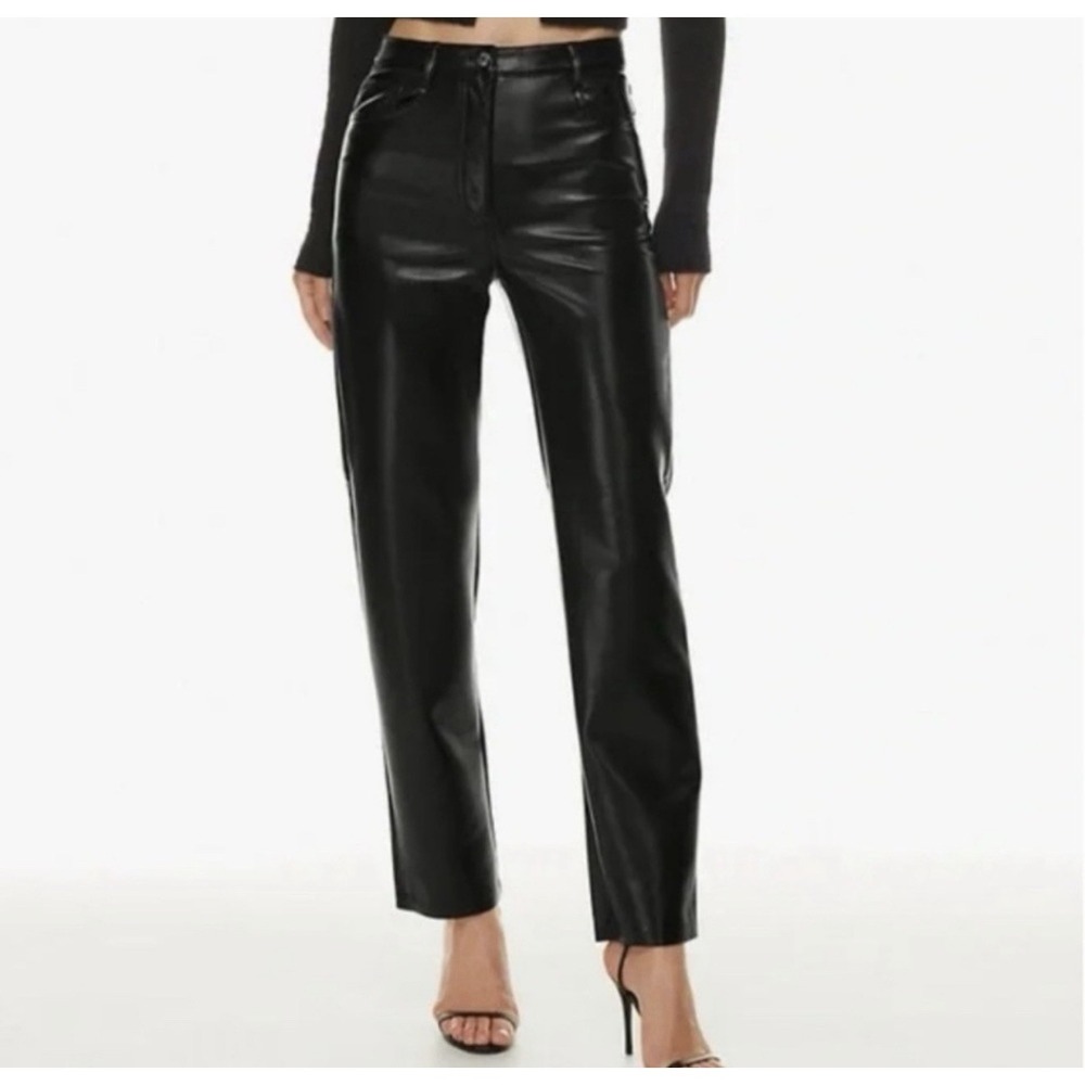 Aritzia Wilfred Melina Faux Leather Pants Black Size 4‎ NWT Vegan Straight Leg